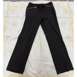 Calvin Klein Women’s Size 8 Jet Black Flare Trousers Zipper Detail